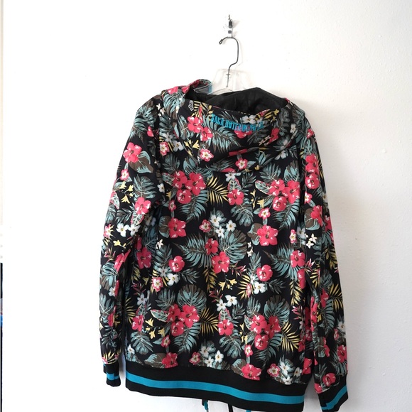 Saga Outerwear Floral Flower Jacket Hooded Soft-Shell Windbreaker Large Logo M - Picture 11 of 12